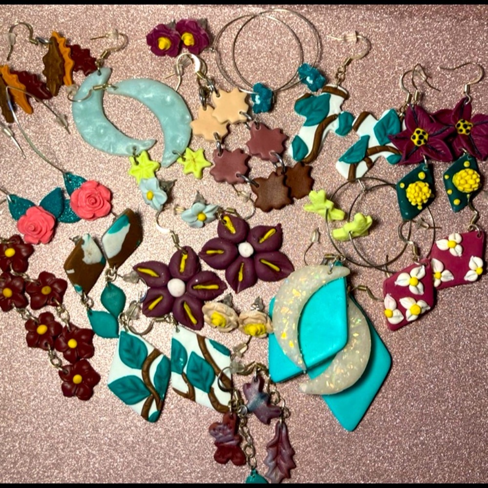 Colorful Floral Earrings Set